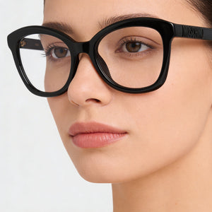 Moschino Casual Butterfly Eyeglasses for Women — interior view, Plastic demo lenses