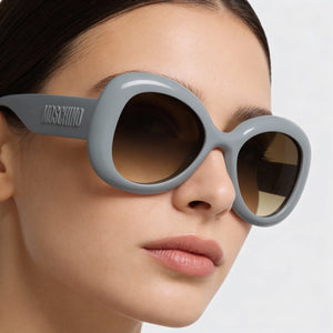 Moschino Oval Sunglasses for Women — interior view, Non-Polarized lens detail