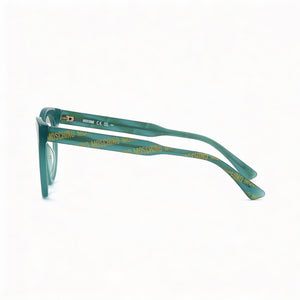 Moschino Cat Eye Eyeglasses Women — side view, Green Plastic temples