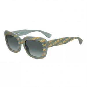 Moschino Green Rectangle Sunglasses for Women, Green Pattern lens