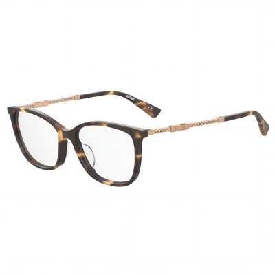 Moschino Havana Rectangle Eyeglasses for Women, Acetate frame