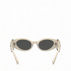 Moschino Metal Trim Oval Sunglasses for Women — front view, Polyamide frame