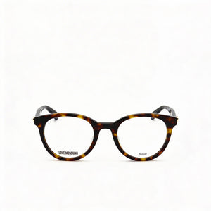 Moschino MOL518 Round Eyeglasses for Women — front view, Plastic