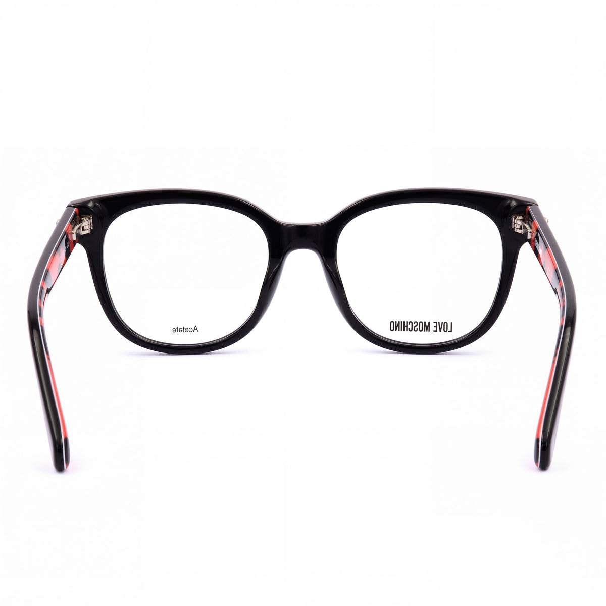 Moschino MOL599 Black Red Oval Eyeglasses for Women, Acetate 51mm, Photo 4