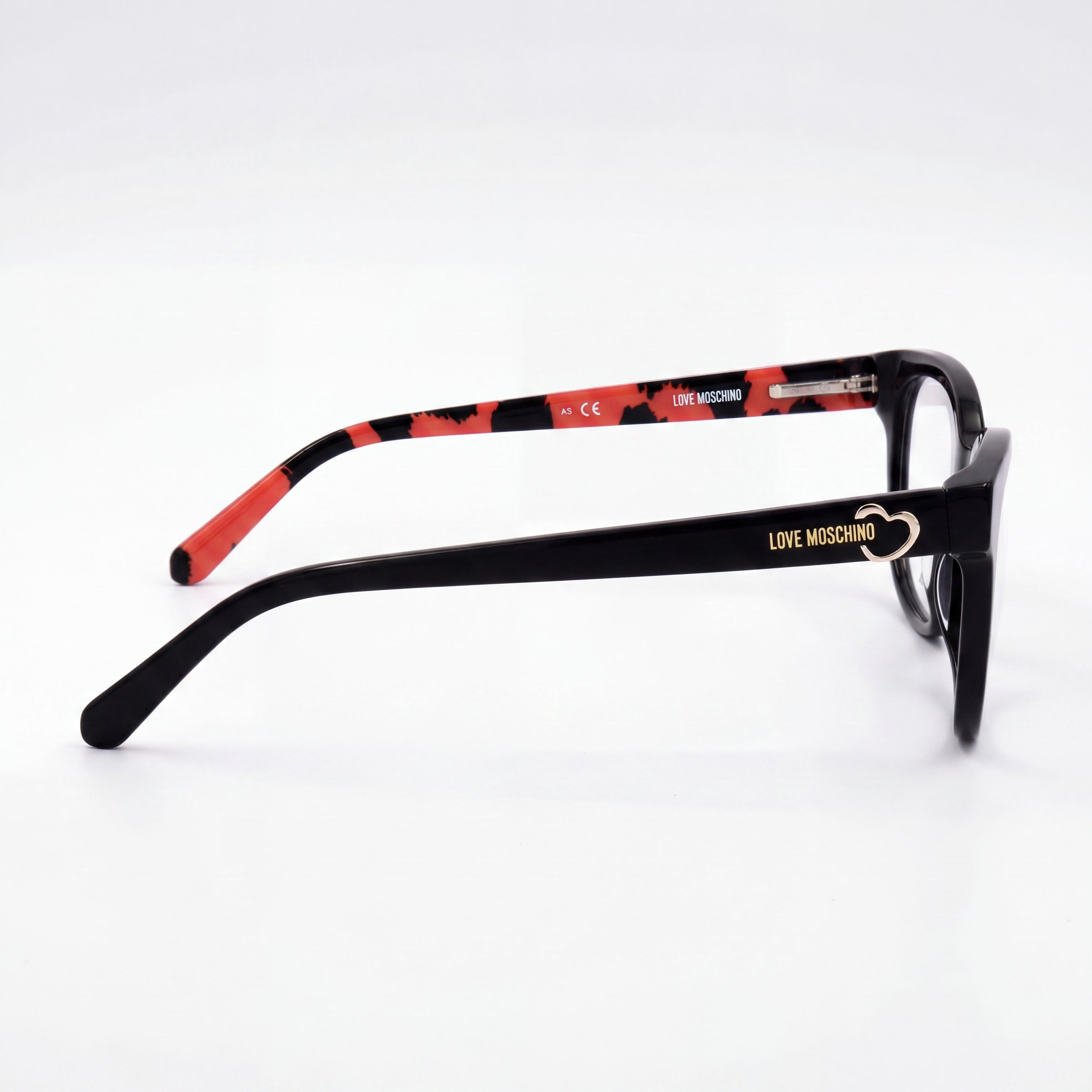 Moschino MOL599 Black Red Oval Eyeglasses for Women, Acetate 51mm, Photo 3