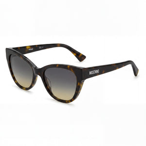 Moschino MOS056-S Havana Cat Eye Sunglasses for Women, Shaded Brown and Ochre lens