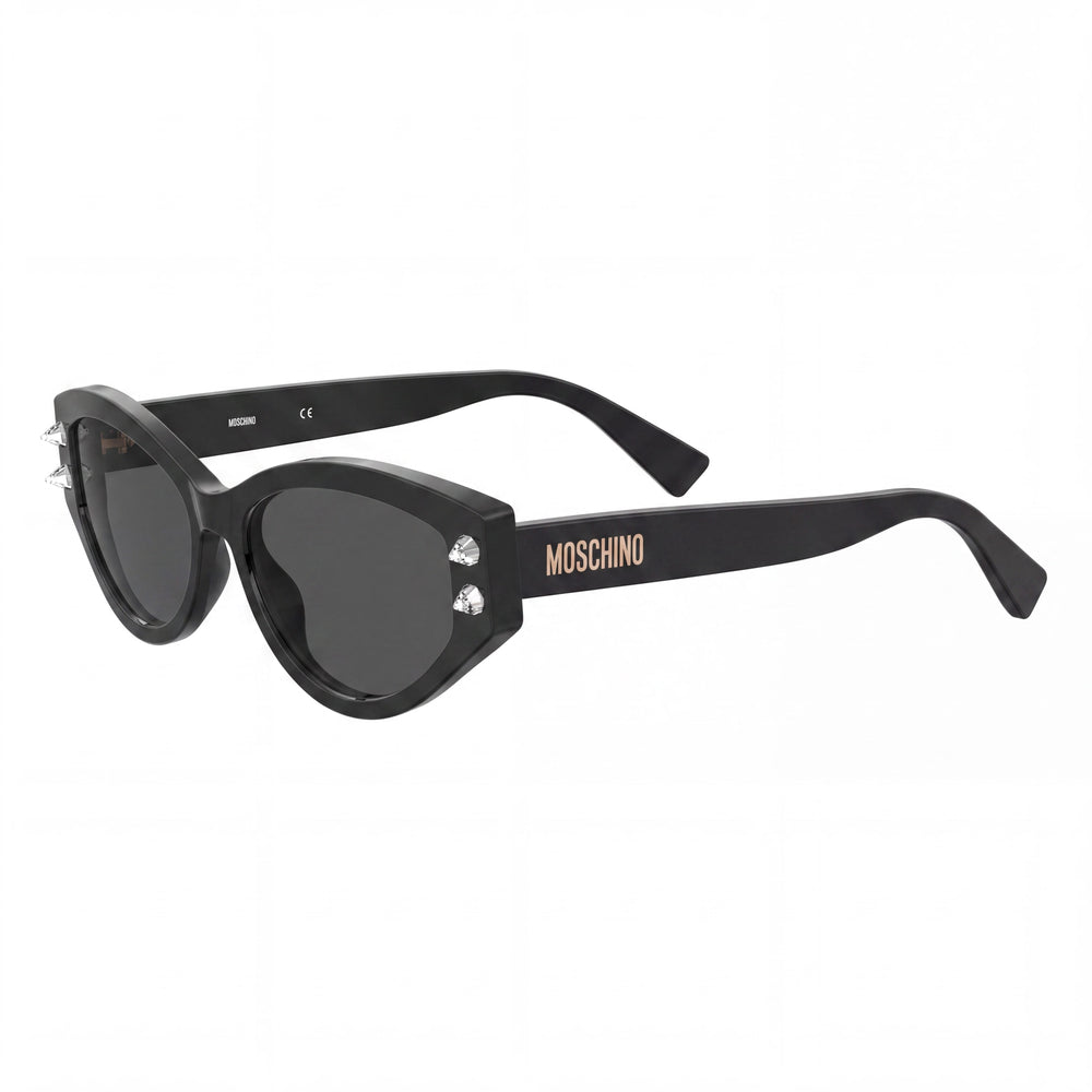 Moschino MOS109/S Black Cat Eye Sunglasses for Women, Black lens