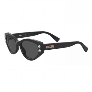 Moschino MOS109/S Black Cat Eye Sunglasses for Women, Black lens