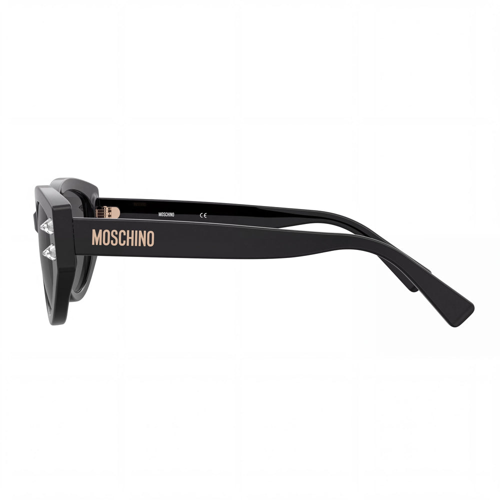 Moschino MOS109/S Cat Eye Sunglasses Women — side view, Non-Polarized Black lens