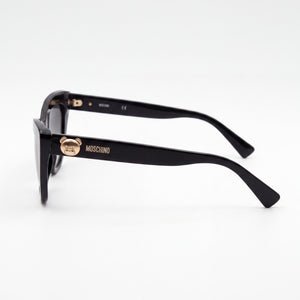 Moschino Mos122/S Cat Eye Sunglasses Women — side view, Non-Polarized Dark Grey Shaded lens