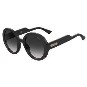 Moschino Mos125/S Black Round Sunglasses for Women, Dark Grey Shaded lens