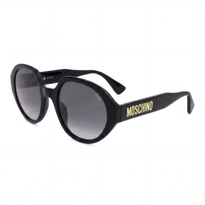 Moschino Mos126/S Black Oval Sunglasses for Women, Dark Grey Shaded lens