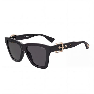 Moschino MOS131/S Black Square Sunglasses for Women, Black lens