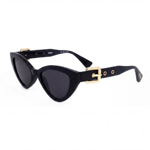 Moschino MOS142/S Black Cat Eye Sunglasses for Women, Black lens
