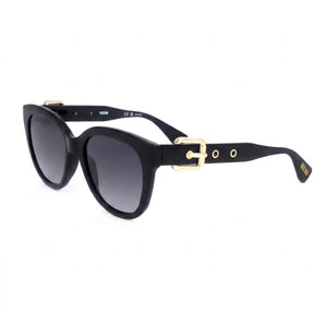 Moschino MOS143 Black Rectangle Sunglasses for Women, Grey lens