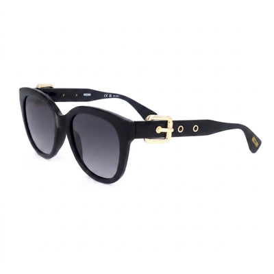 Moschino MOS143 Black Rectangle Sunglasses for Women, Grey lens