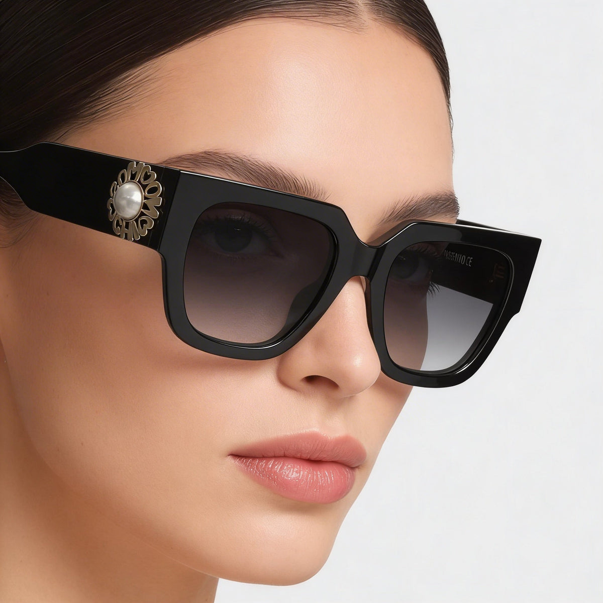 Moschino MOS153/S Gafas de sol rectangulares negras para mujer, 52 mm, Photo 4