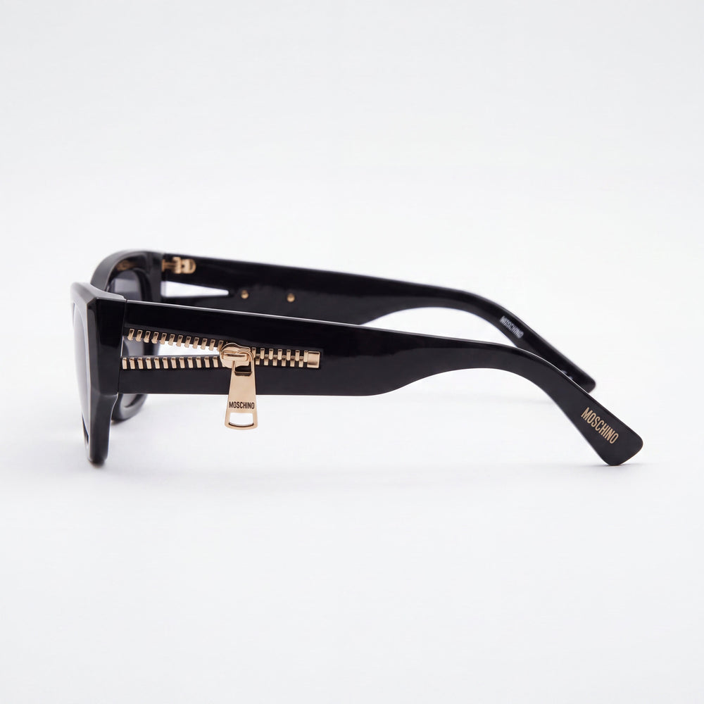 Moschino MOS159/S Rectangle Sunglasses Women — side view, Non-Polarized Black lens