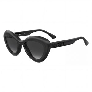Moschino MOS163/S Black Dark Grey Shaded Cat Eye Sunglasses Unisex, Dark Grey Shaded lens