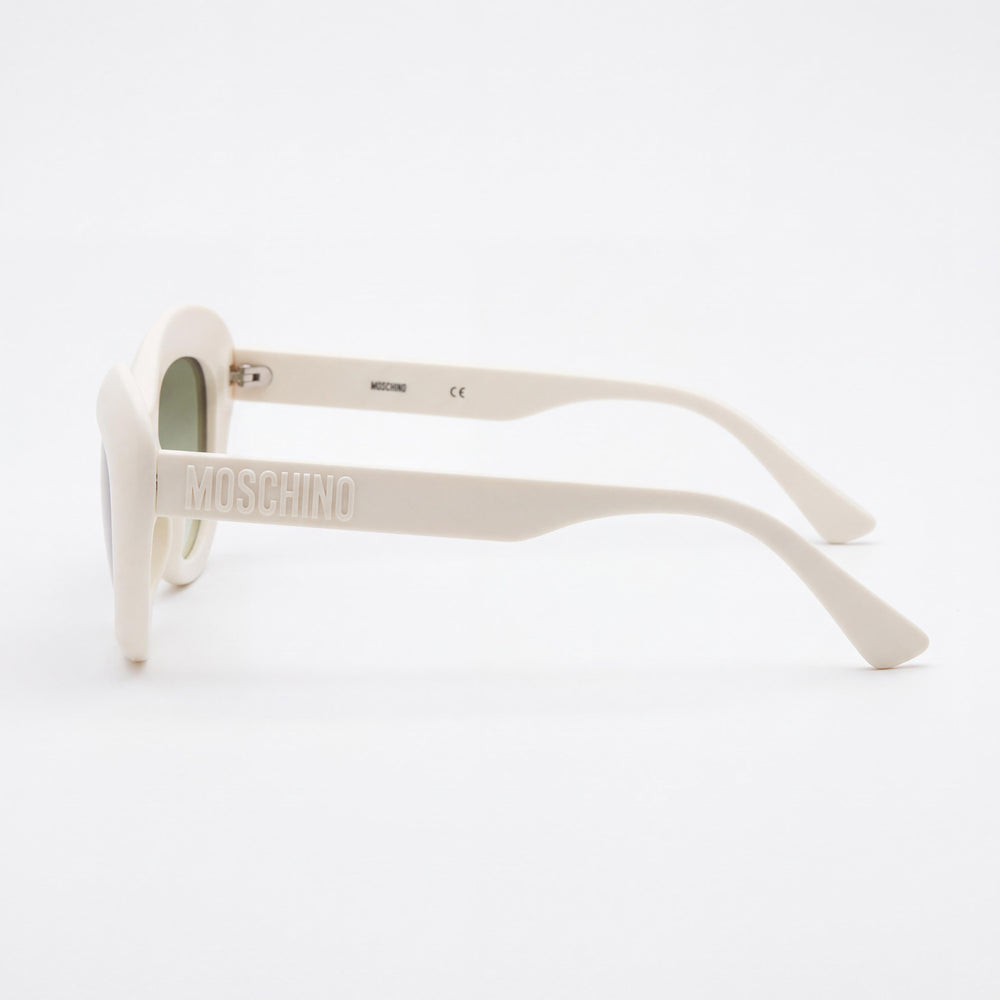 Moschino Mos163/S Cat Eye Sunglasses Women — side view, Non-Polarized Green Shaded lens