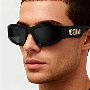 Moschino MOS164/S Rectangle Sunglasses for Men — interior view, Grey lens detail