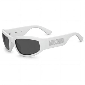 Moschino MOS164/S White Rectangle Sunglasses for Men, Grey lens