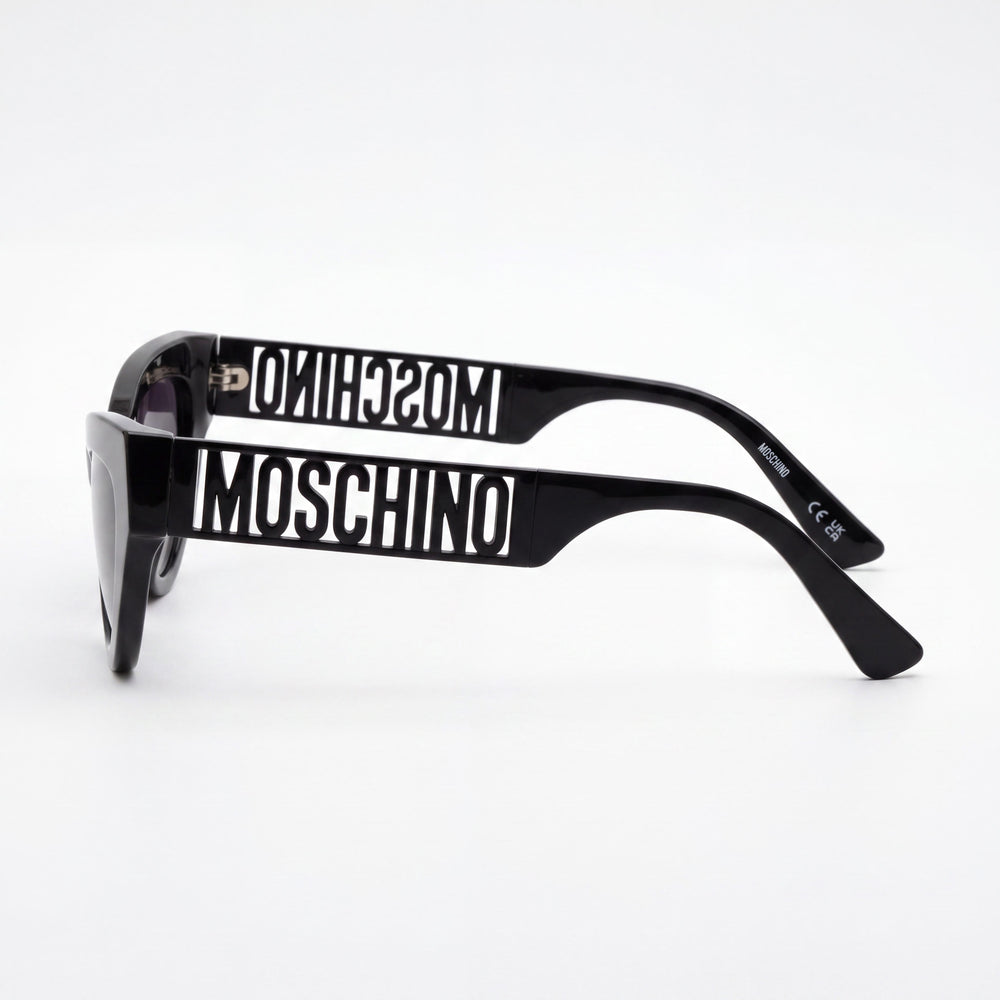 Moschino MOS170/S Cat Eye Sunglasses Women — side view, Non-Polarized Dark Grey Shaded lens