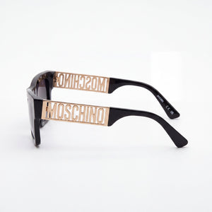 Moschino MOS171/S Rectangle Sunglasses Women — side view, Non-Polarized Dark Grey Shaded lens