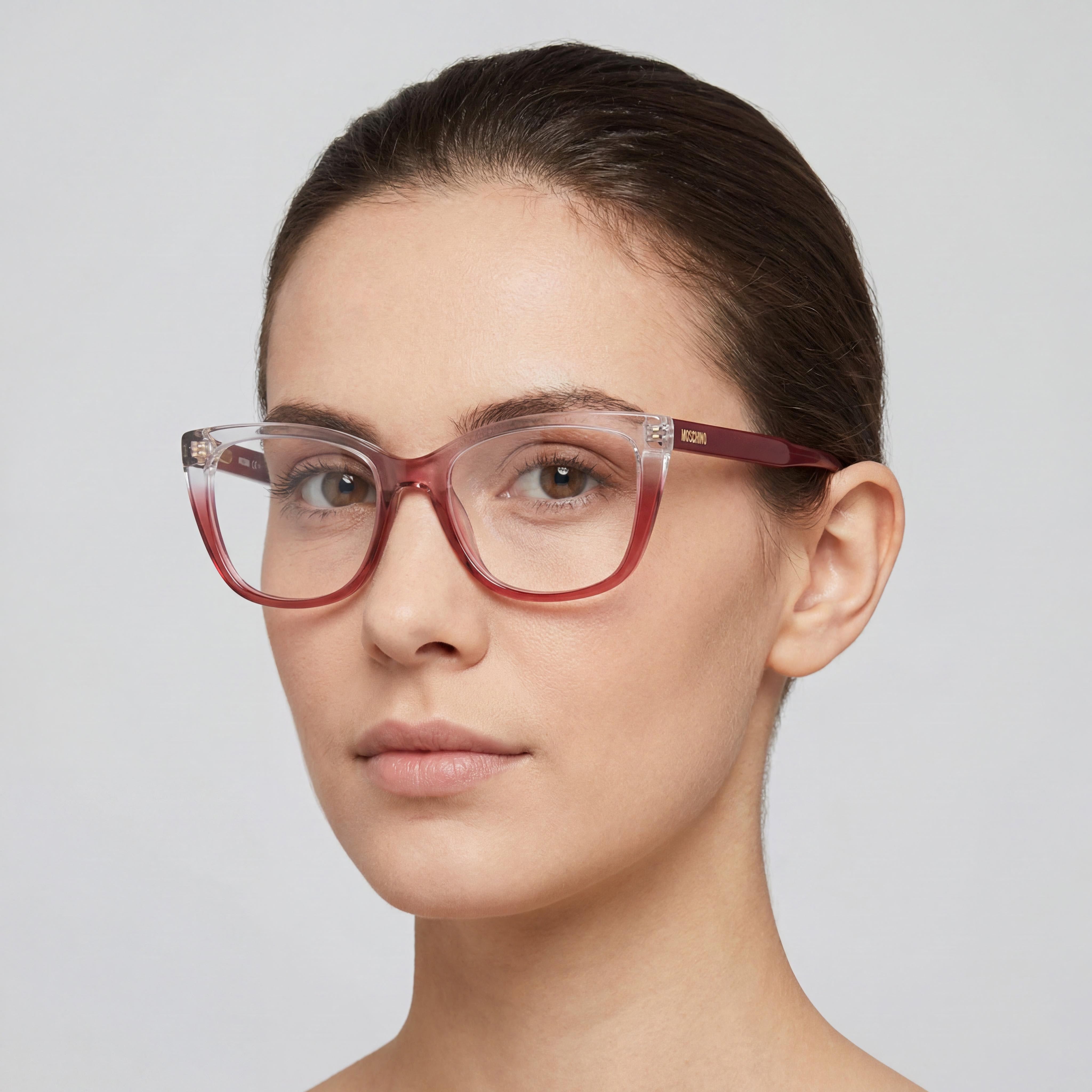Moschino MOS603 Gafas Cuadradas Rojas de Cristal para Mujer, Acetato 52mm, Photo 4