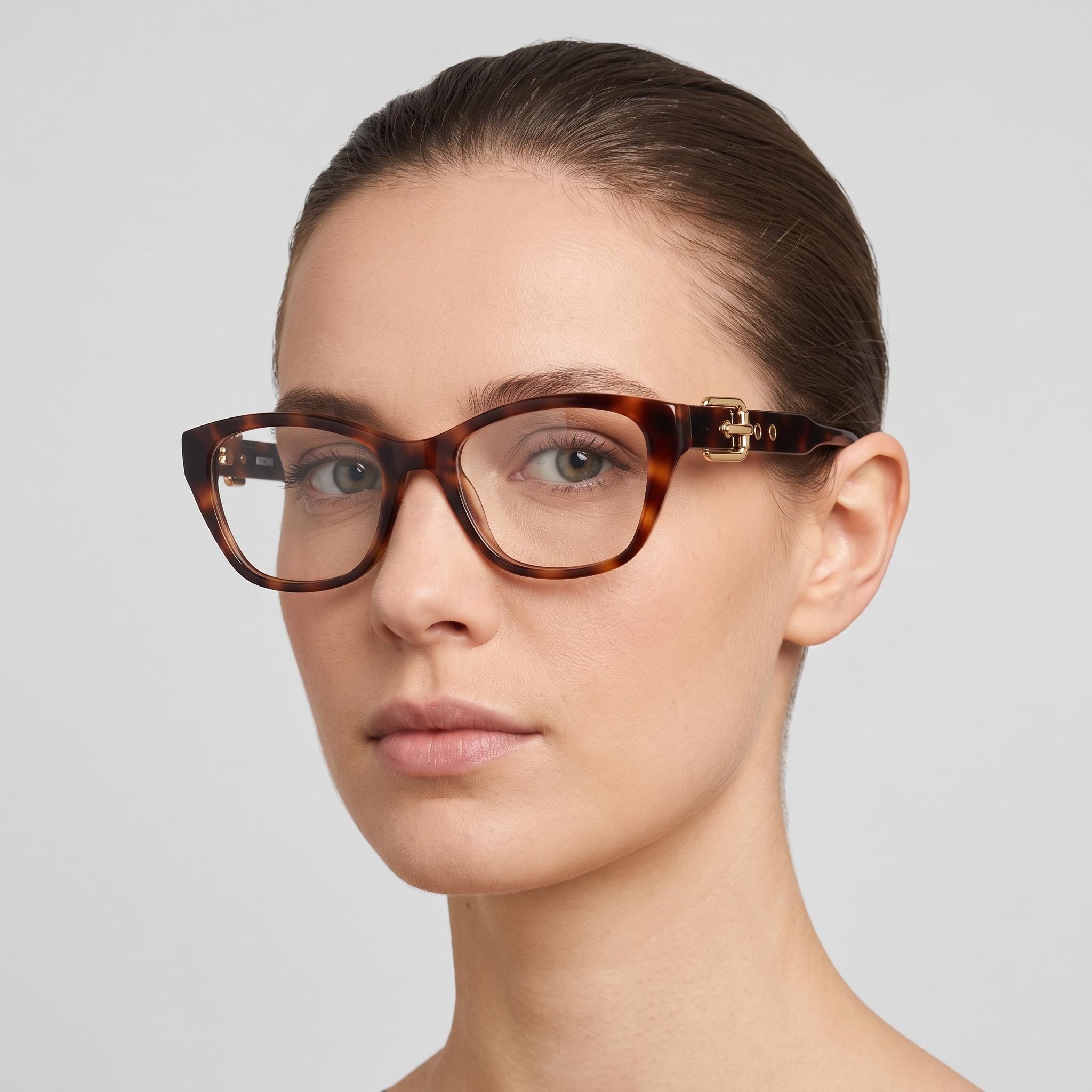 Moschino MOS608 Havana Rectangle Eyeglasses for Women, Acetate 51mm, Photo 4