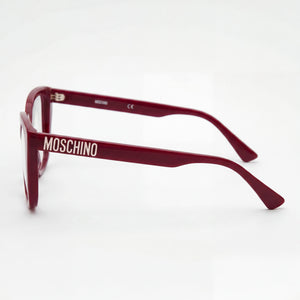 Moschino MOS622 Rectangle Eyeglasses Unisex — side view, Red Acetate temples
