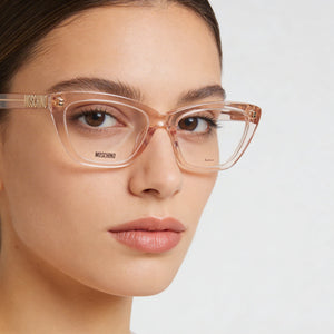 Moschino Mos629 Cat Eye Eyeglasses for Women — interior view, Polycarbonate demo lenses