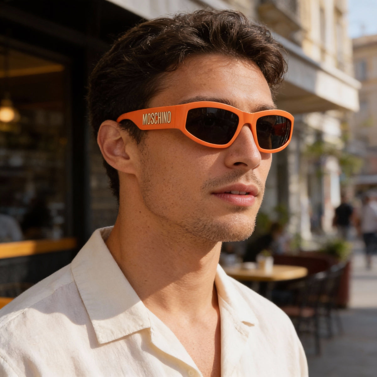 Moschino Orange, Brown Rectangle Sunglasses for Men, 60mm, Photo 4