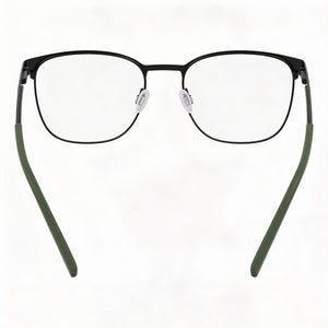 Nautica Modern Square Eyeglasses Men — side view, Black Metal temples