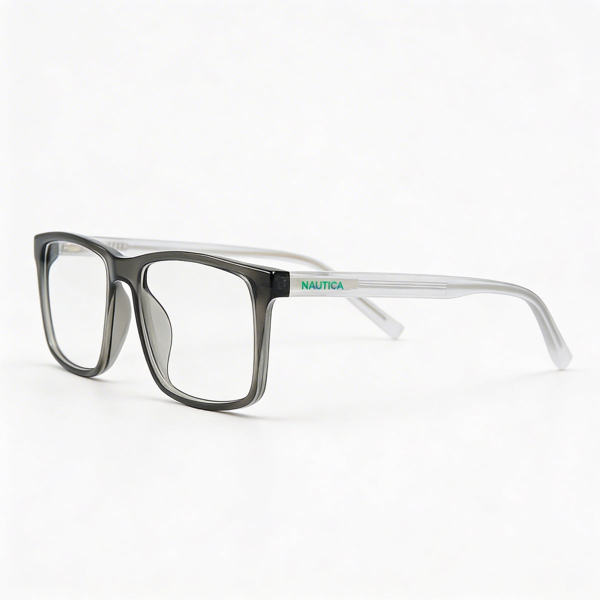 Nautica N8182 Grey Crystal Rectangle Eyeglasses for Women, Metal 53mm, Photo 3