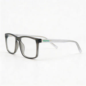 Nautica N8182 Rectangle Eyeglasses Women — side view, Gray Metal temples