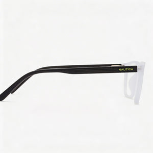 Nautica N8183 Rectangle Eyeglasses Men — side view, Black Metal temples