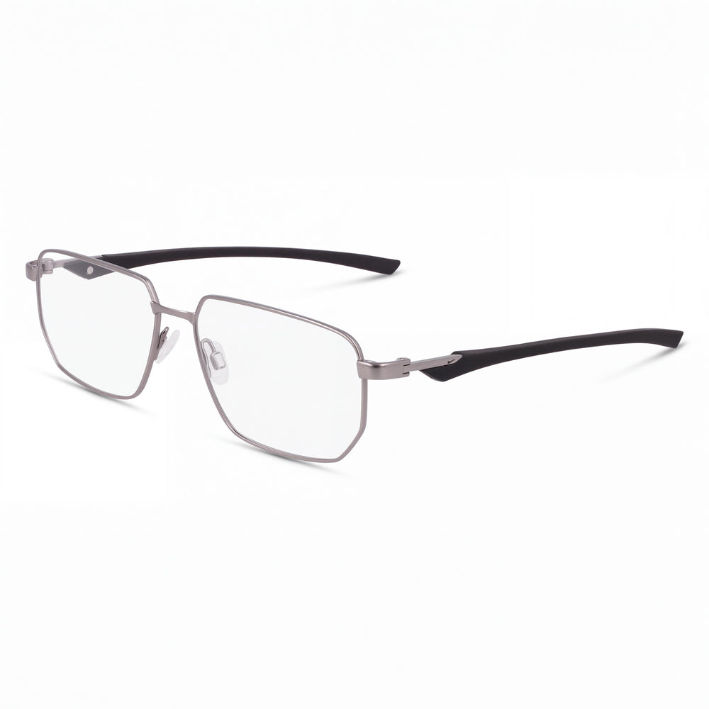 Nike 4317 Satin Gunmetal/Black Rectangle Eyeglasses for Men, Metal frame