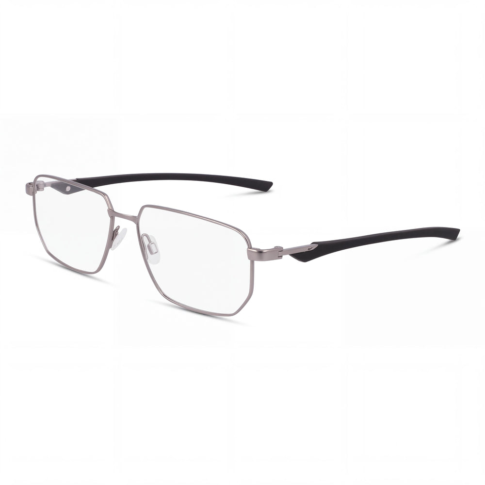 Nike 4317 N Satin Gunmetal/Black Rectangle Eyeglasses for Men, Metal frame