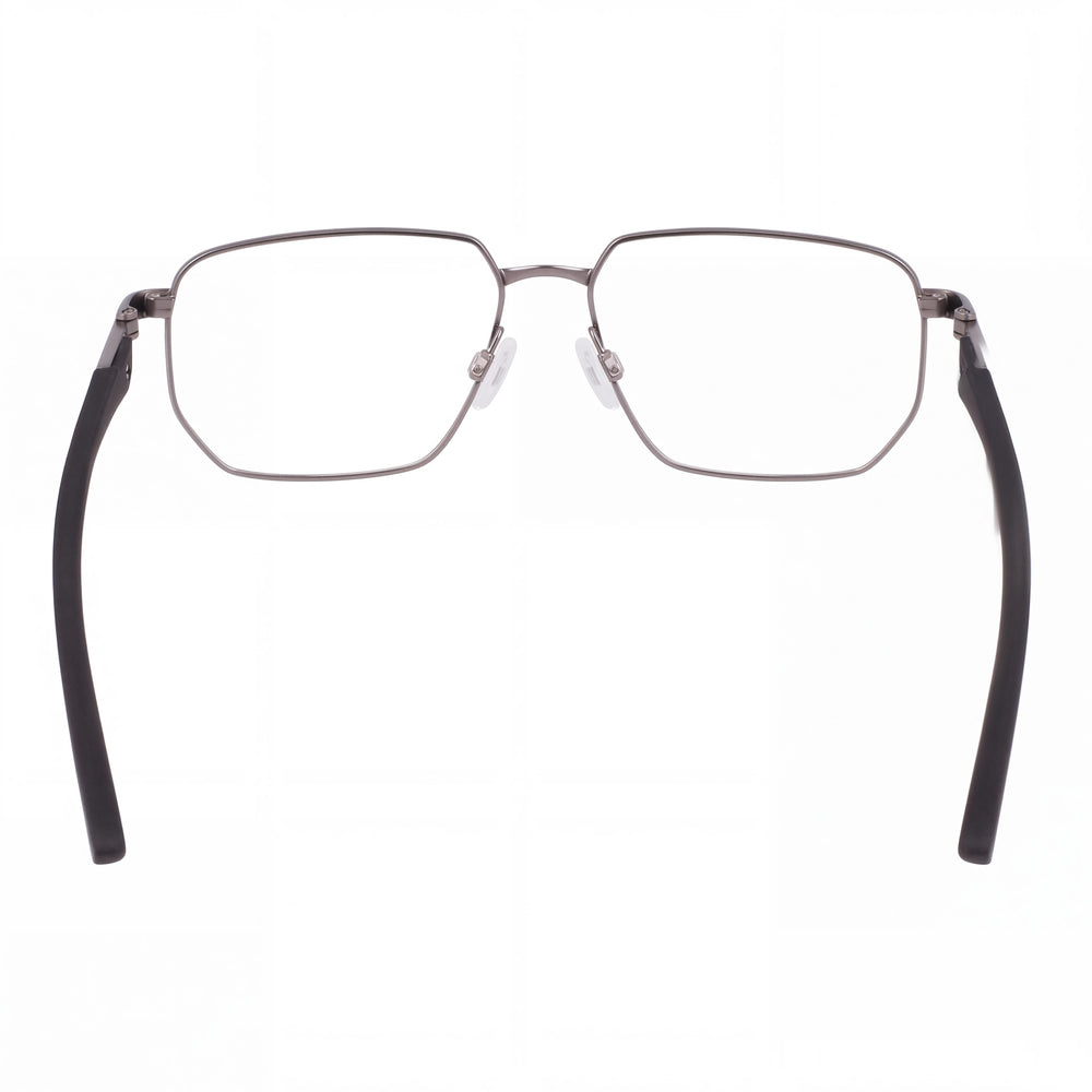 Nike 4317 N Rectangle Eyeglasses Men — side view, Black Metal temples