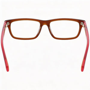Nike 5535 Rectangle Eyeglasses Unisex — side view, Brown Metal temples