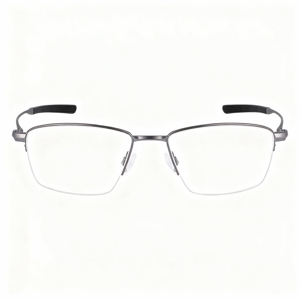 Nike 6045 Rectangle Eyeglasses Unisex — front view, Titanium