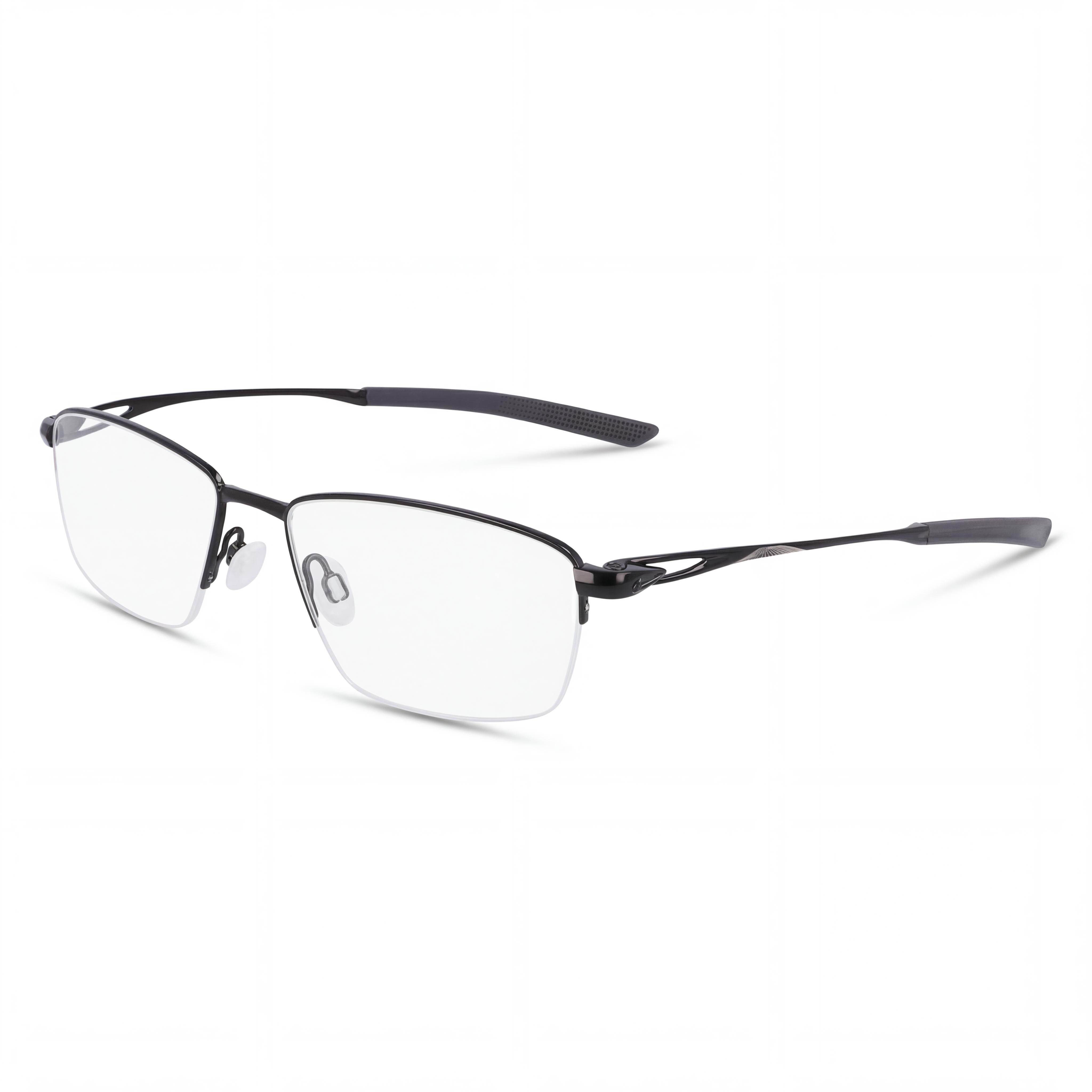 Nike 6045 Titanium Black Rectangle Eyeglasses Unisex, Titanium 54mm, Photo 1