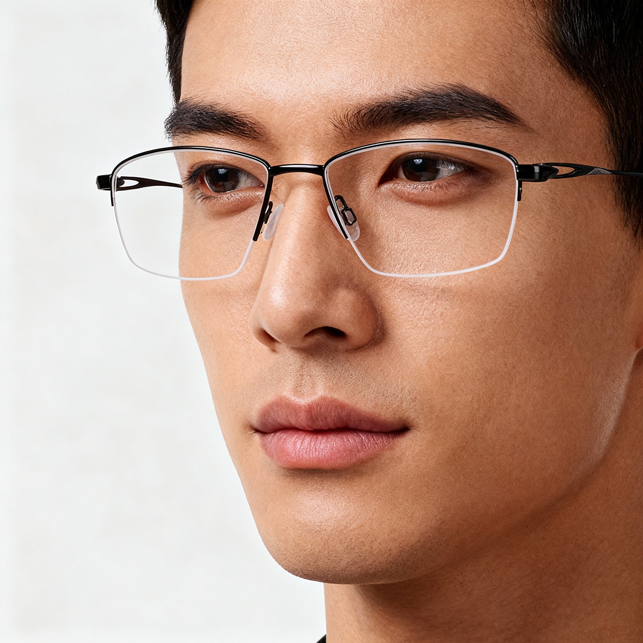 Nike 6045 Titanium Black Rectangle Eyeglasses Unisex, Titanium 54mm, Photo 4