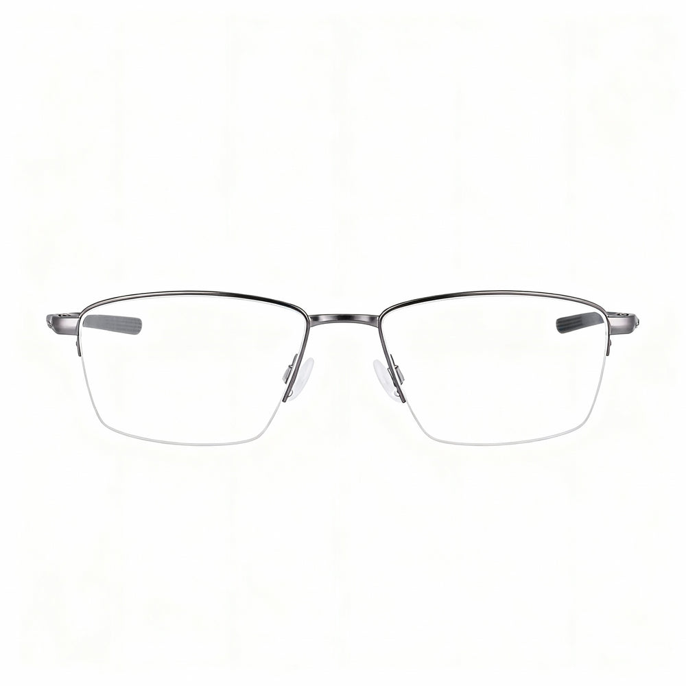Nike 6045 Rectangle Eyeglasses Unisex — side view, Black Titanium temples