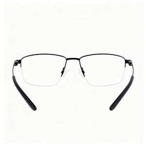 Nike 6045 Rectangle Eyeglasses Unisex — side view, Black Titanium temples