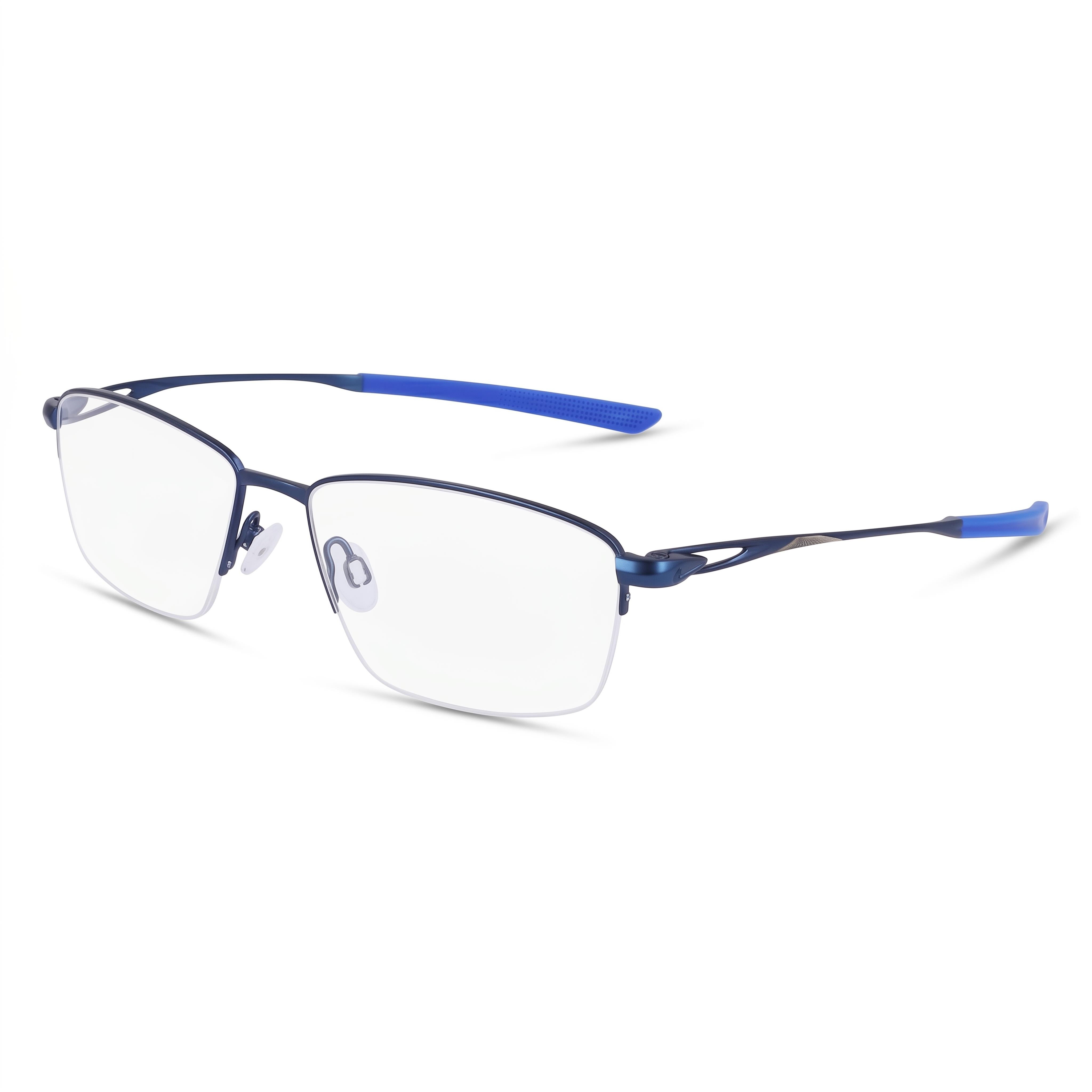 Nike 6045 Satin Navy Rectangle Eyeglasses for Men, Titanium 54mm, Photo 1