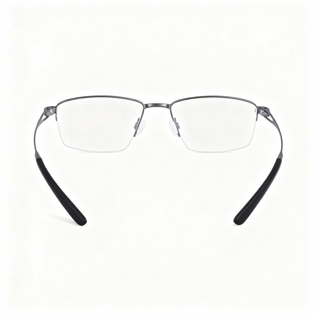 Nike 6045 Rectangle Eyeglasses Unisex — front view, Alloy Steel