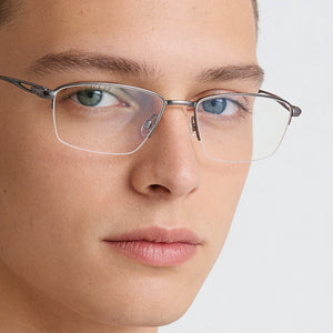 Nike 6045 Rectangle Eyeglasses Unisex — side view, Silver Alloy Steel temples
