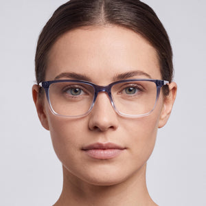 Nike 7019 N Rectangle Eyeglasses for Women — interior view, Plastic demo lenses
